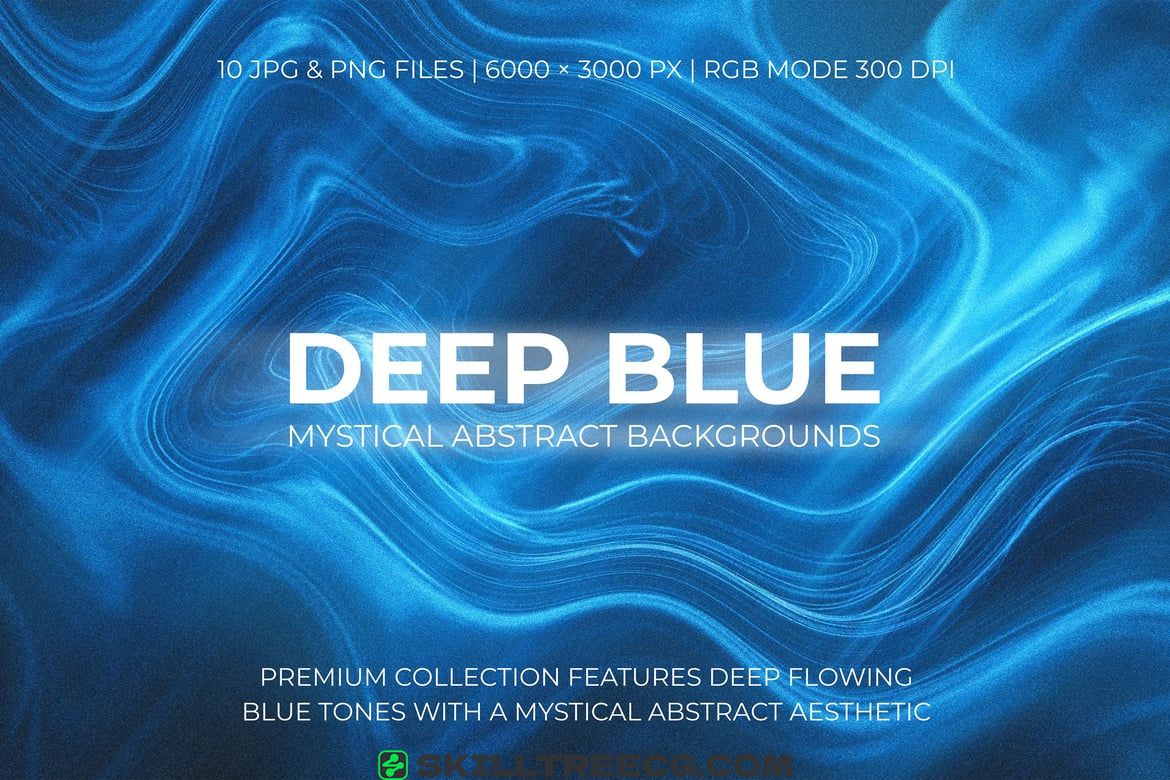 10 Deep Blue Mystical Abstract Backgrounds（208224）-技能树